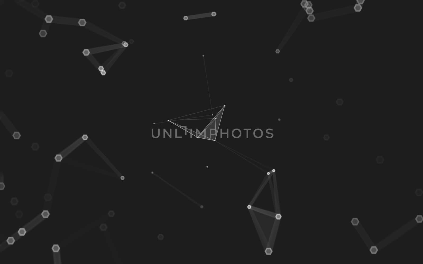 Abstract polygonal space low poly dark background with connecting dots and lines. Connection structure. 3d rendering