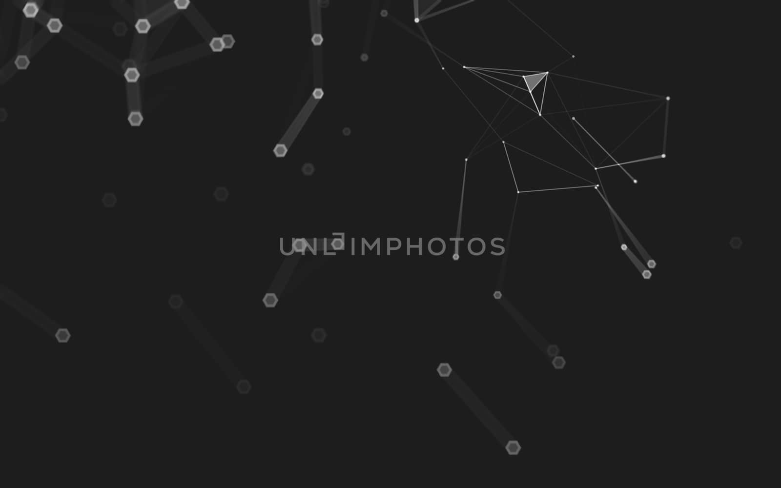 Abstract polygonal space low poly dark background with connecting dots and lines. Connection structure. 3d rendering