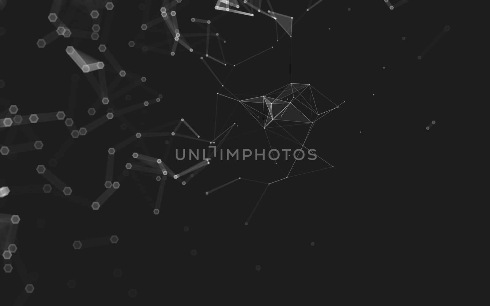 Abstract polygonal space low poly dark background with connecting dots and lines. Connection structure. 3d rendering