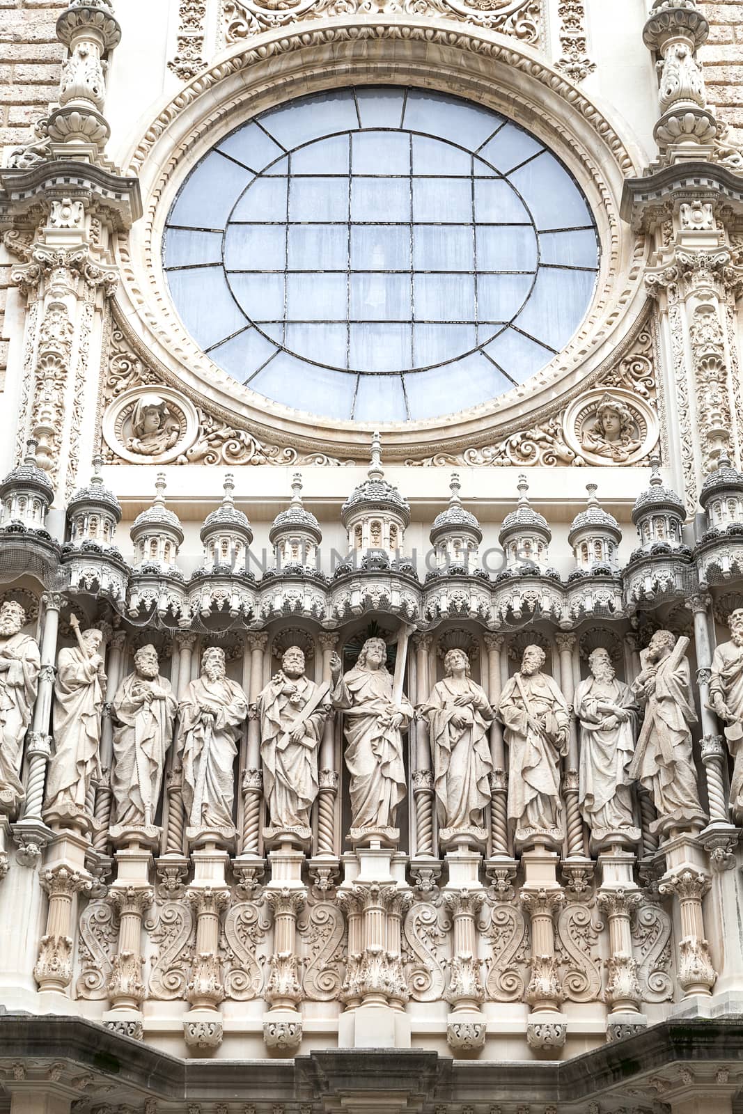 Facade of Santa Maria de Montserrat Abbey, Catalonia,  Spain