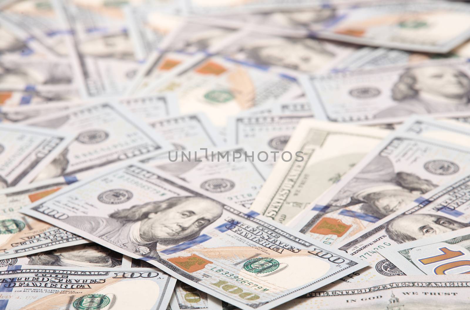 Texture of one hundred US dollars banknotes