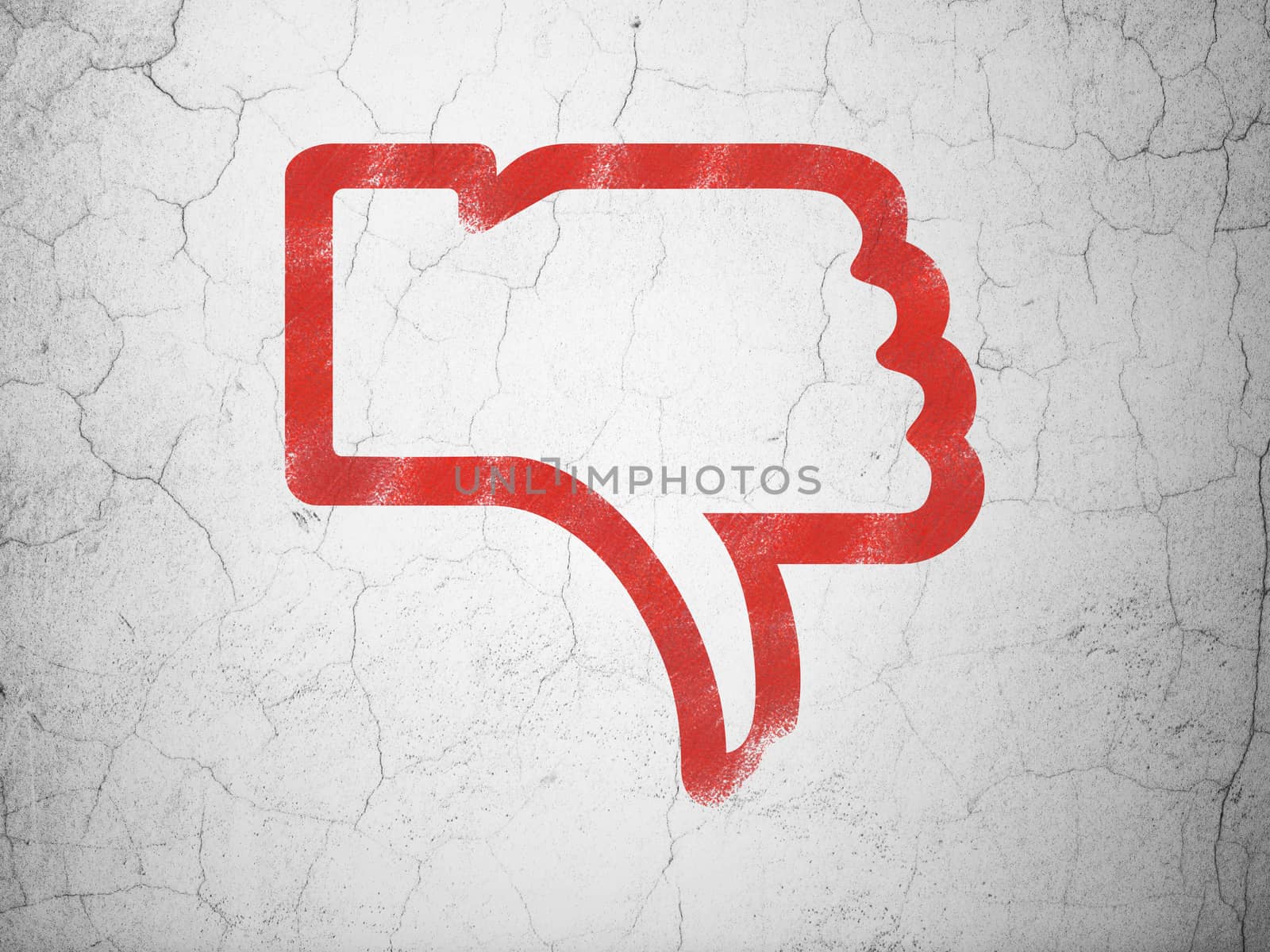 Social network concept: Thumb Down on wall background by maxkabakov