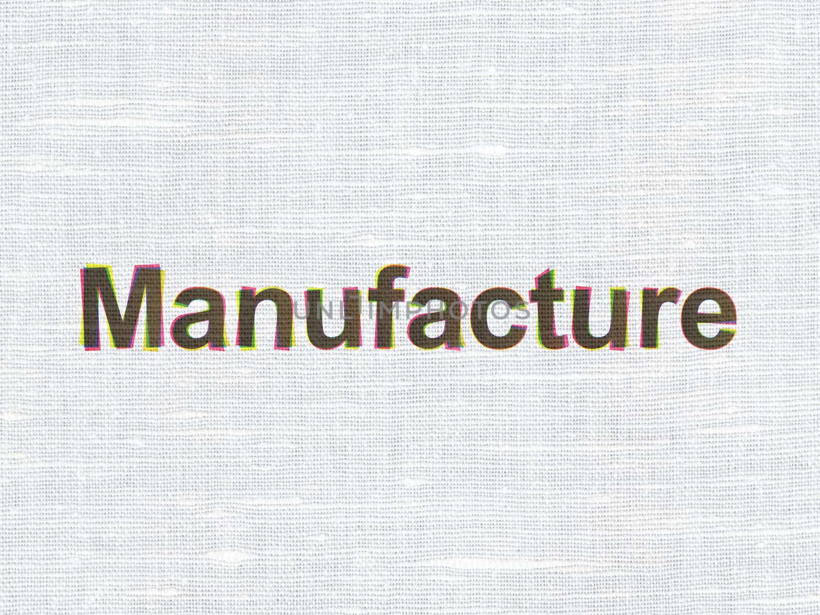 Industry concept: CMYK Manufacture on linen fabric texture background