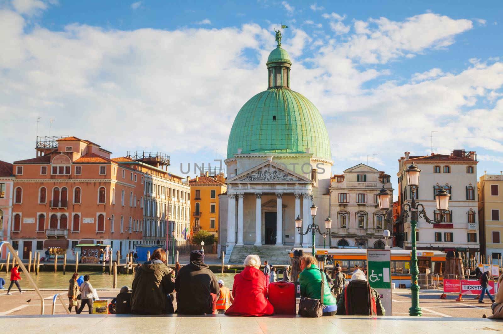 Overview Venice, Italy with tourists near the train station by AndreyKr