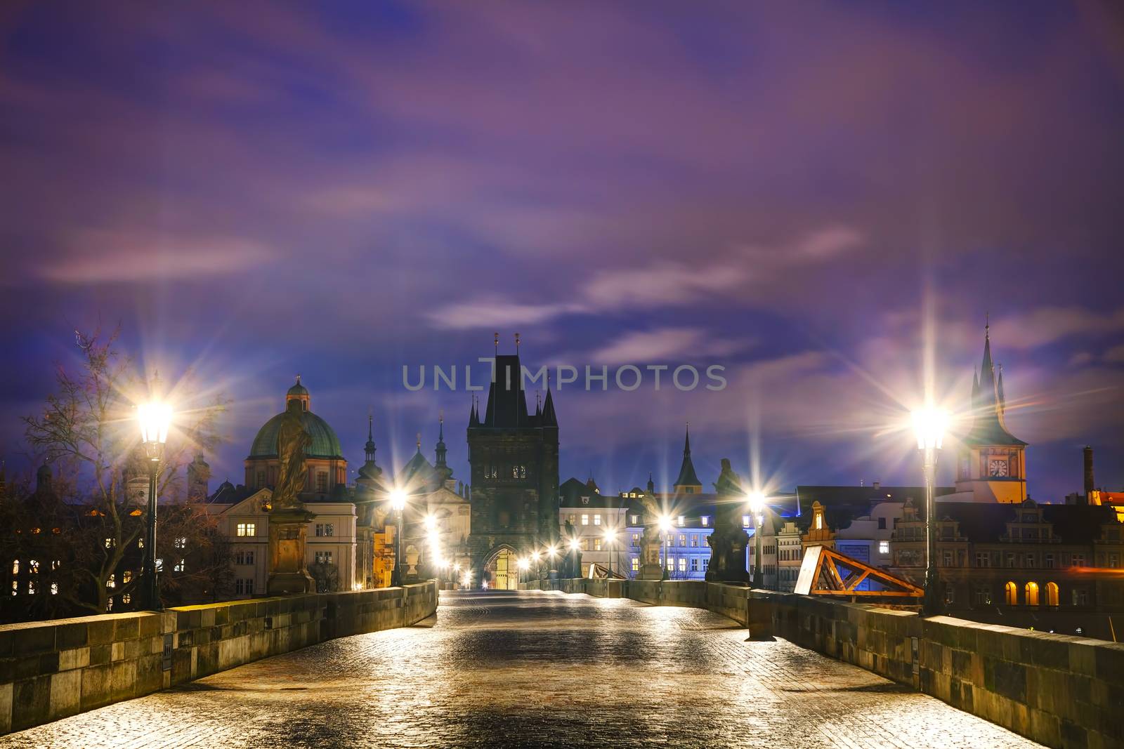 Charles bridge in Prague at sunrise by AndreyKr