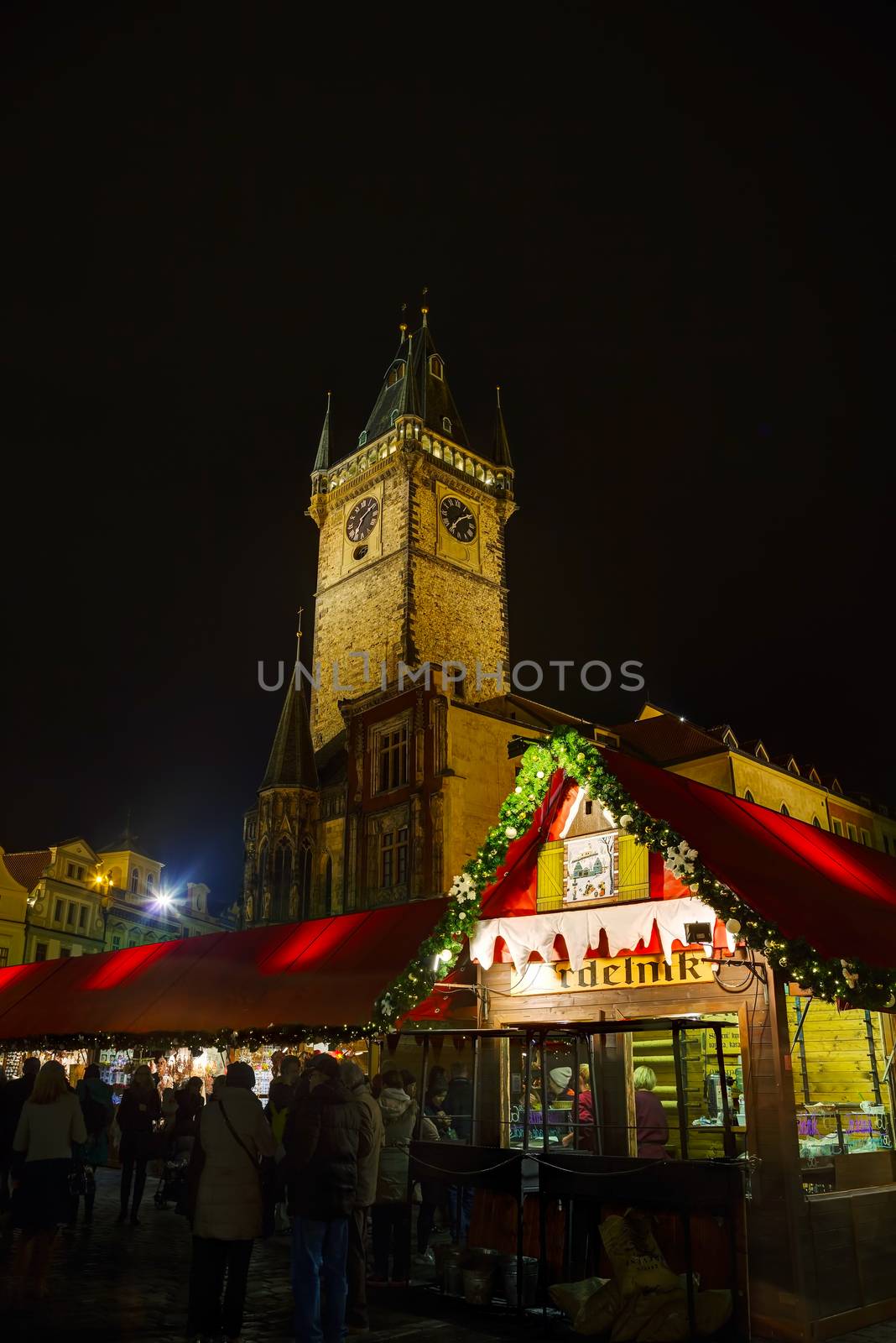 PRAGUE - DECEMBER 2: Decorated for Christmas Old Town Square on December 2, 2015 in Prague, Czech Republic. Prague has been a political, cultural, and economic centre during its 1,100-year existence.