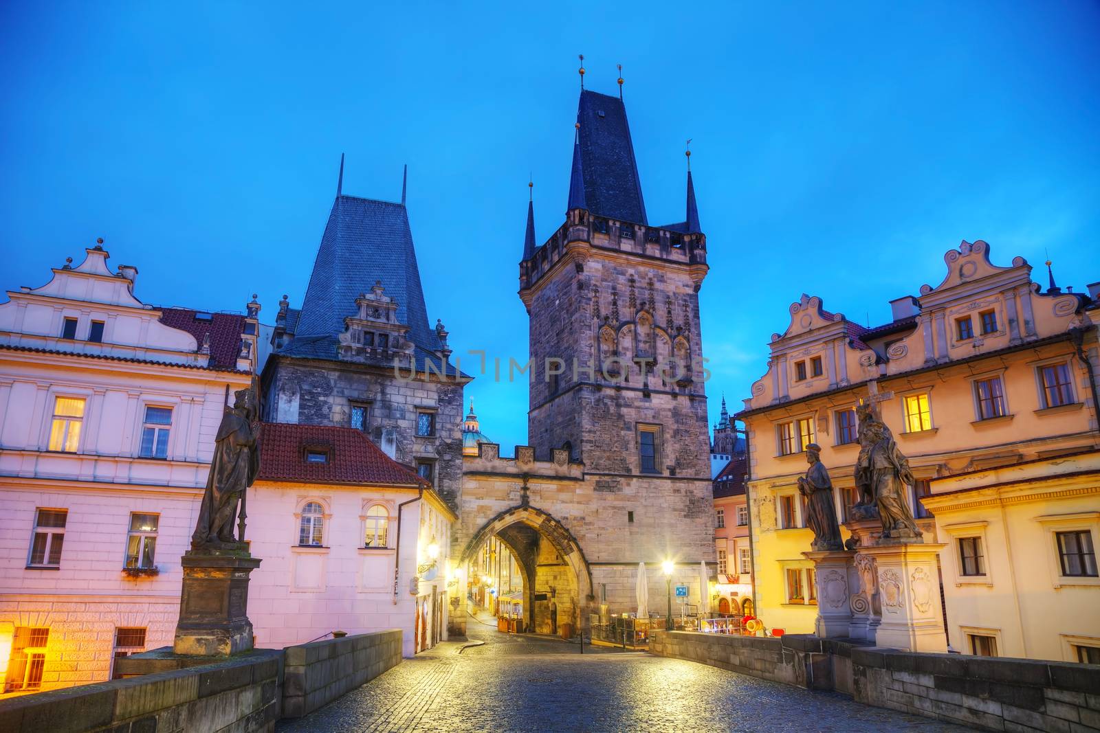 Charles bridge in Prague at sunrise by AndreyKr