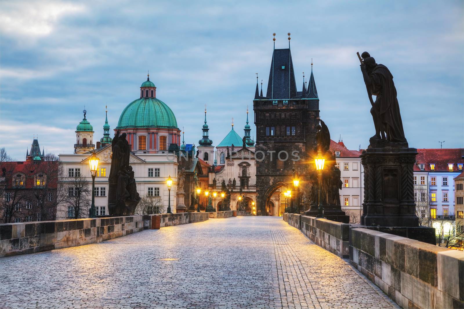 Charles bridge in Prague at sunrise by AndreyKr