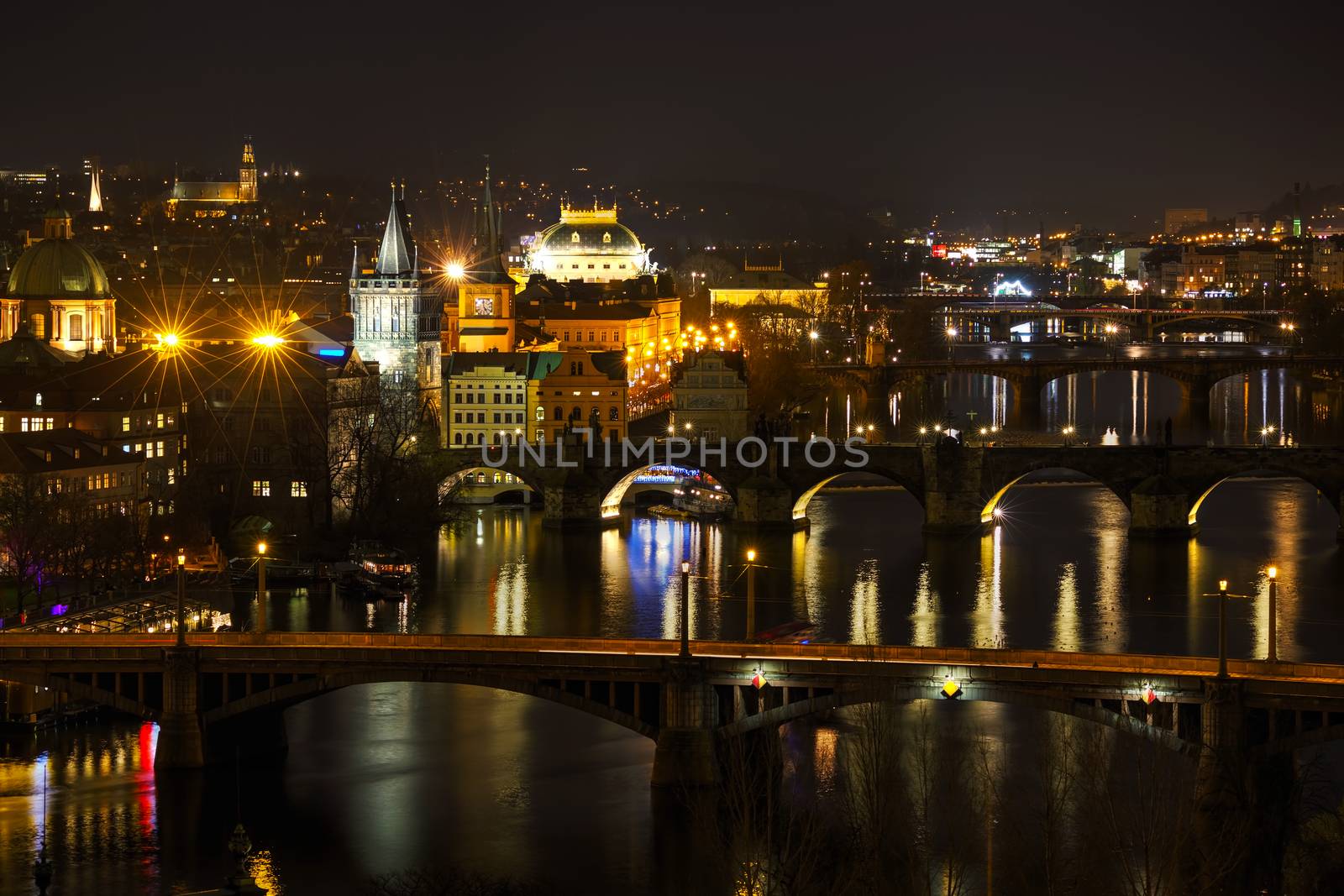 Overview of Prague in night by AndreyKr