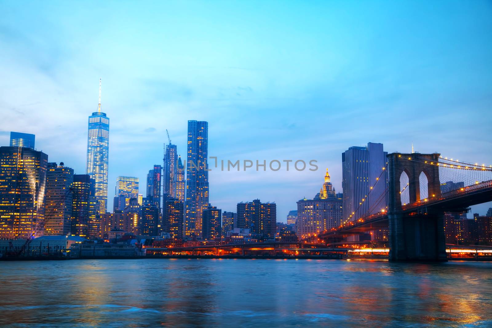 New York City overview with Brooklyn bridge by AndreyKr