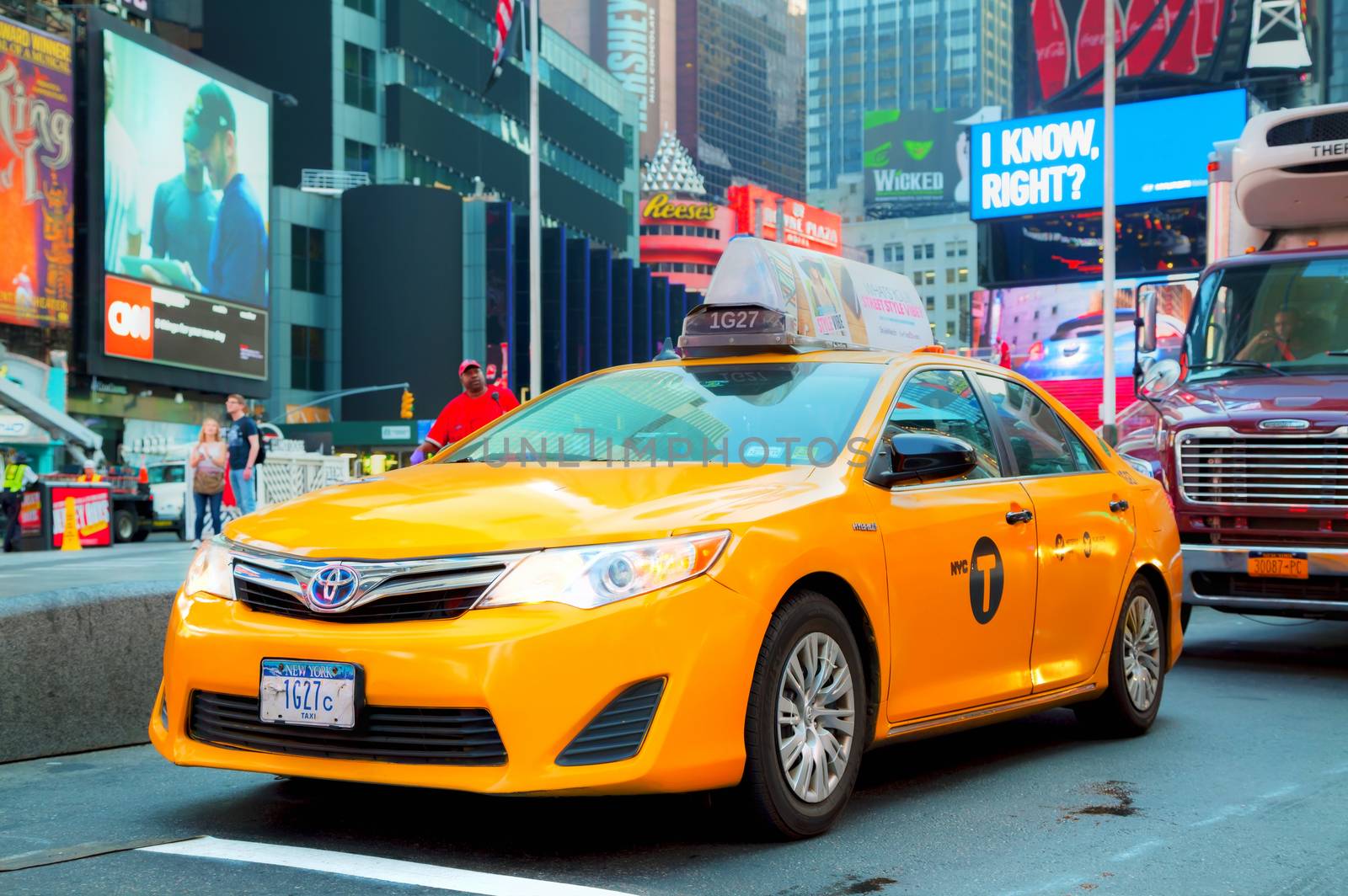 Yellow cab at Times square in New York City by AndreyKr