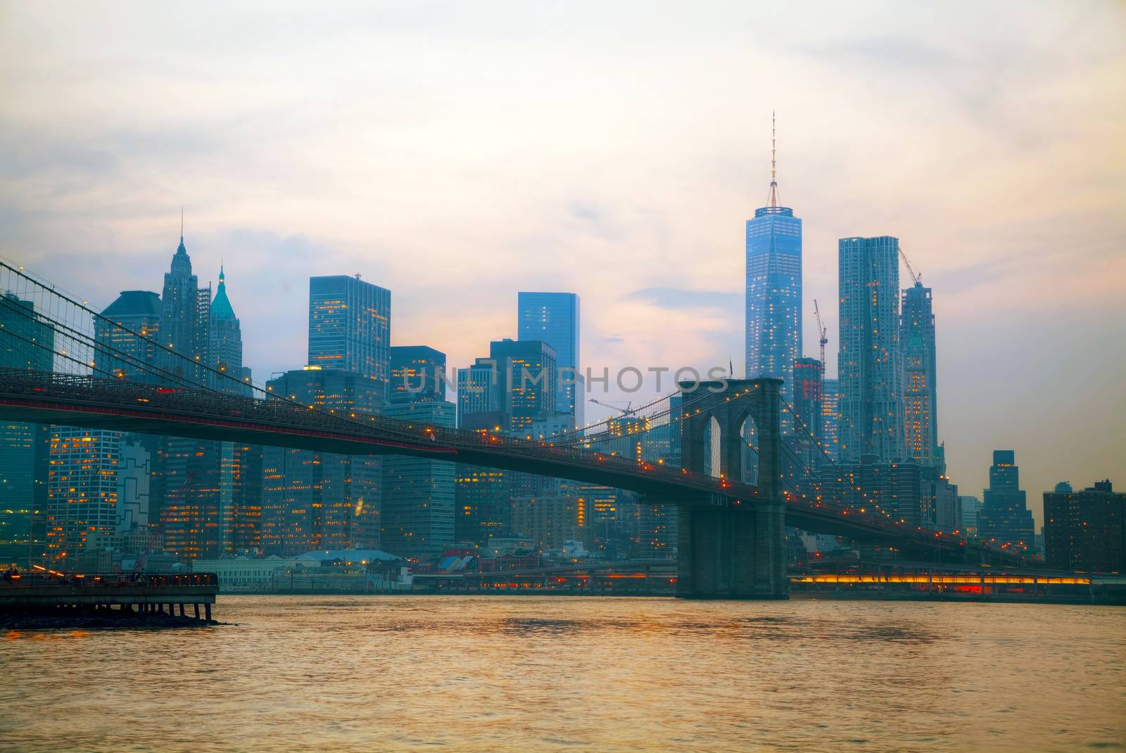 New York City overview with Brooklyn bridge by AndreyKr