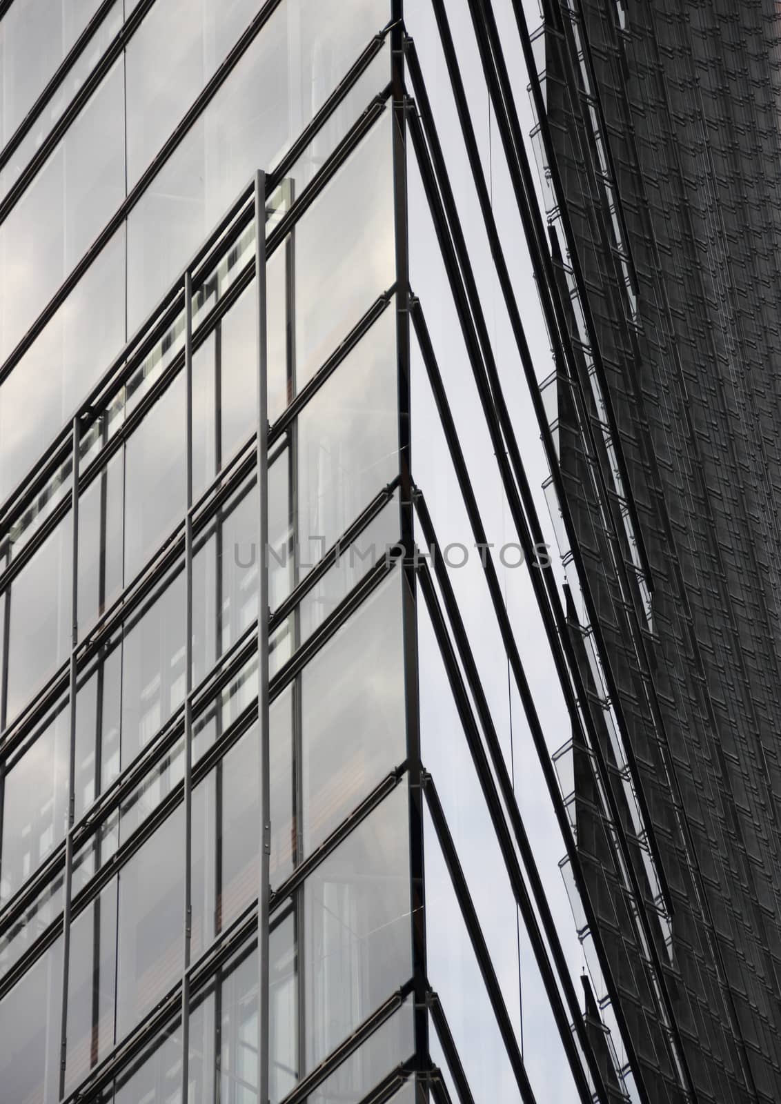 Abstract of modern building glass corner facade