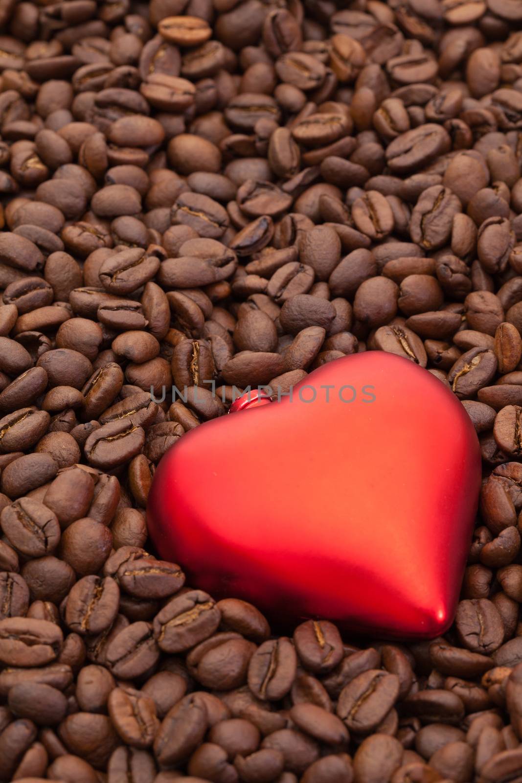 Coffee beans and red heart