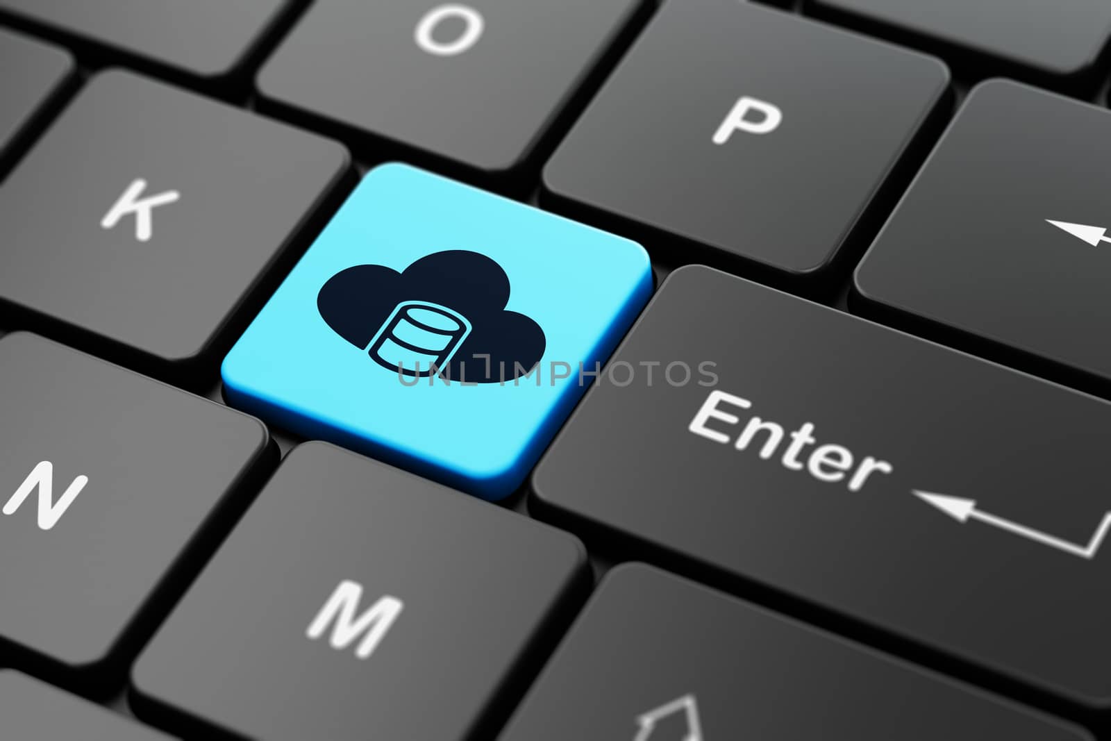 Software concept: Database With Cloud on computer keyboard background by maxkabakov