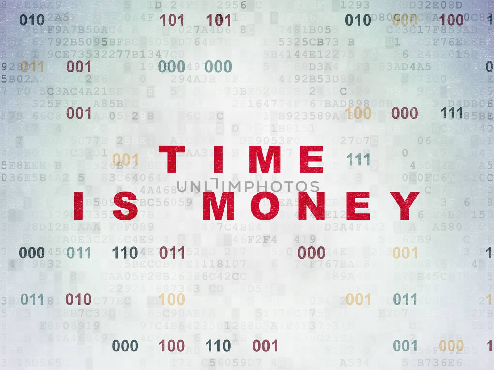 Time concept: Time Is money on Digital Data Paper background by maxkabakov