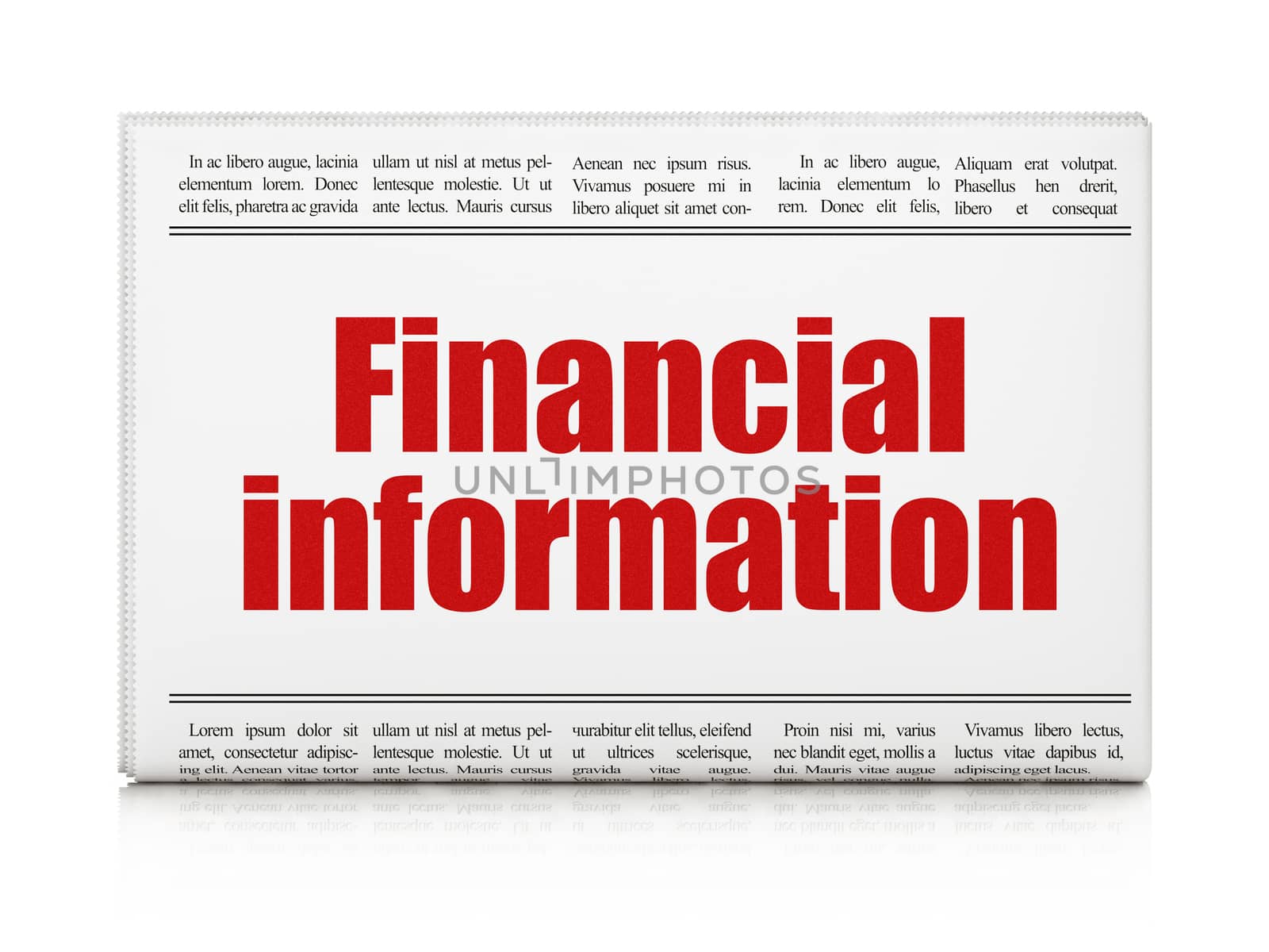 Finance concept: newspaper headline Financial Information on White background, 3D rendering