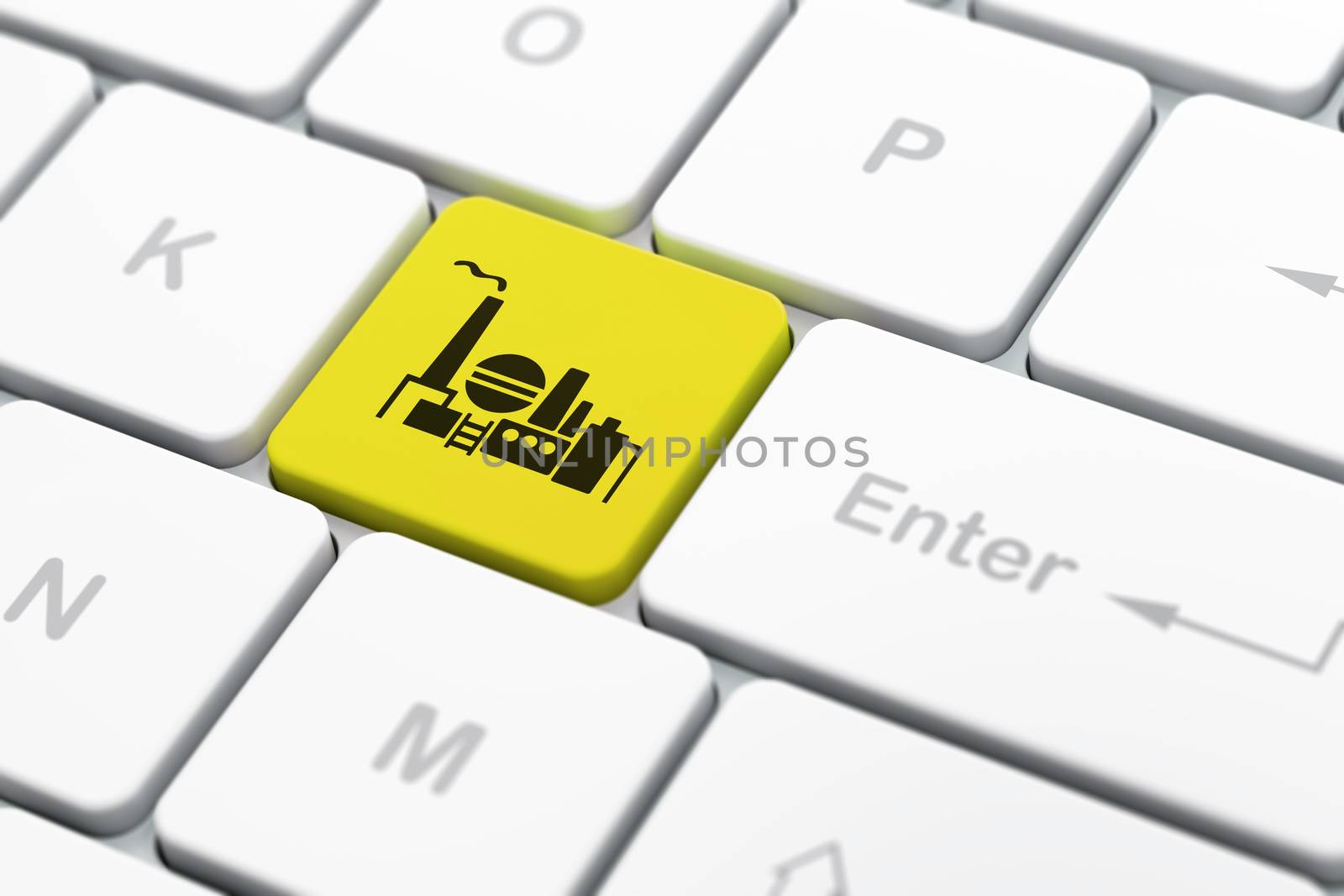 Business concept: computer keyboard with Oil And Gas Indusry icon on enter button background, selected focus, 3D rendering
