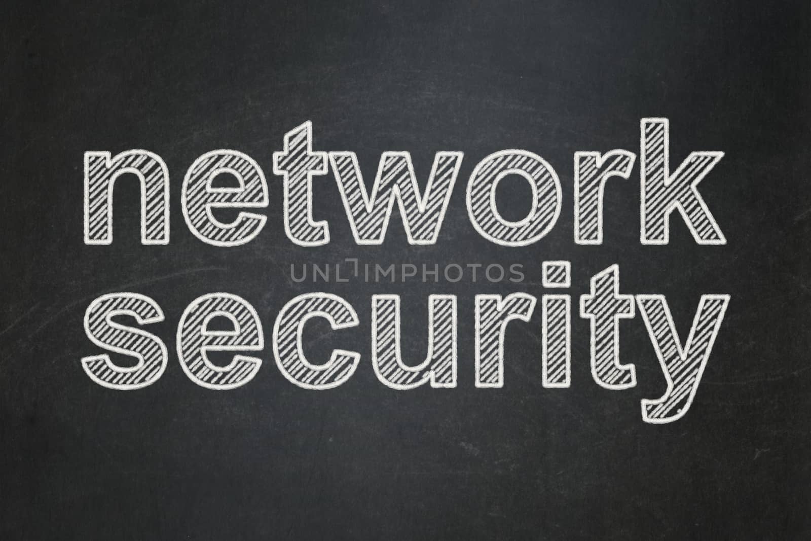 Protection concept: text Network Security on Black chalkboard background