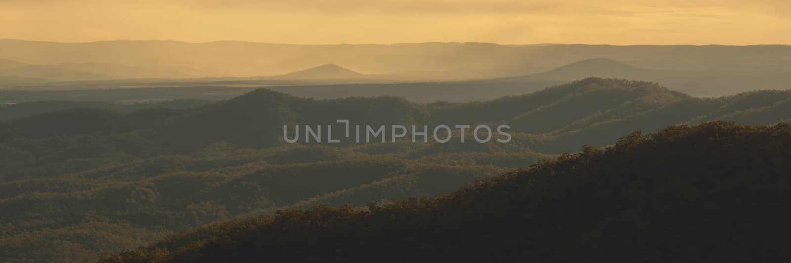 View from Mount Glorious during the afternoon near Brisbane, Queensland.