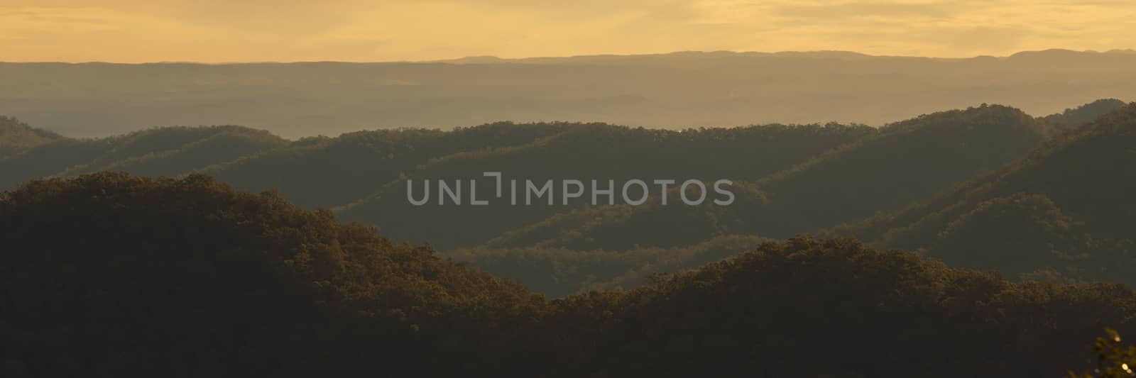 View from Mount Glorious during the afternoon near Brisbane, Queensland.