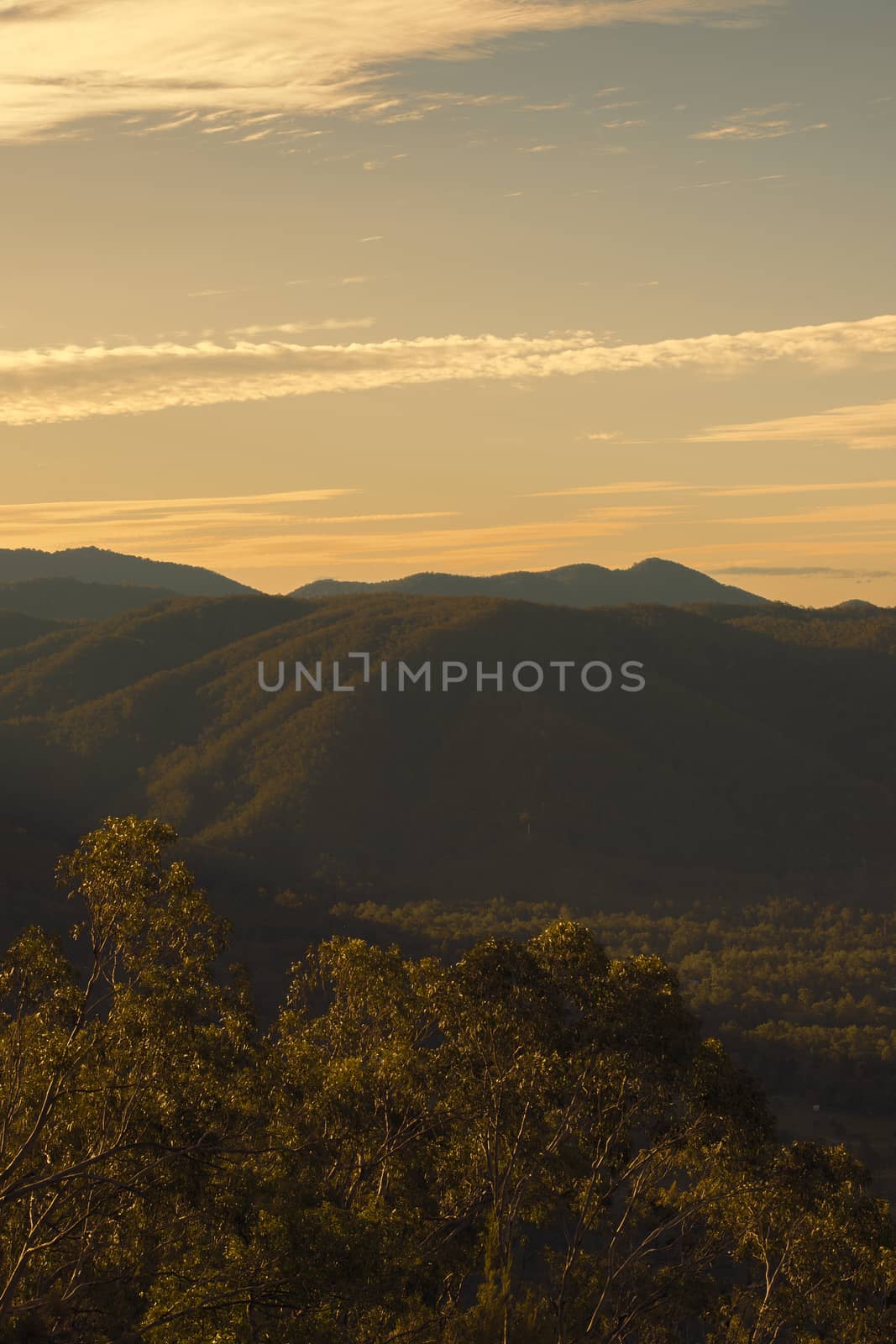 View from Mount Nebo during the afternoon near Brisbane, Queensland.