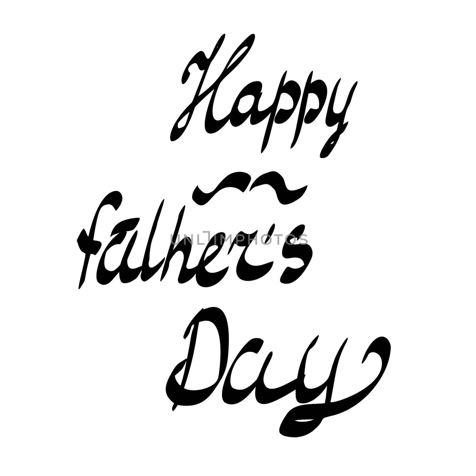 Happy Fathers Day. hand-written lettering, t-shirt print design, typographic composition isolated on white background. by skrotov