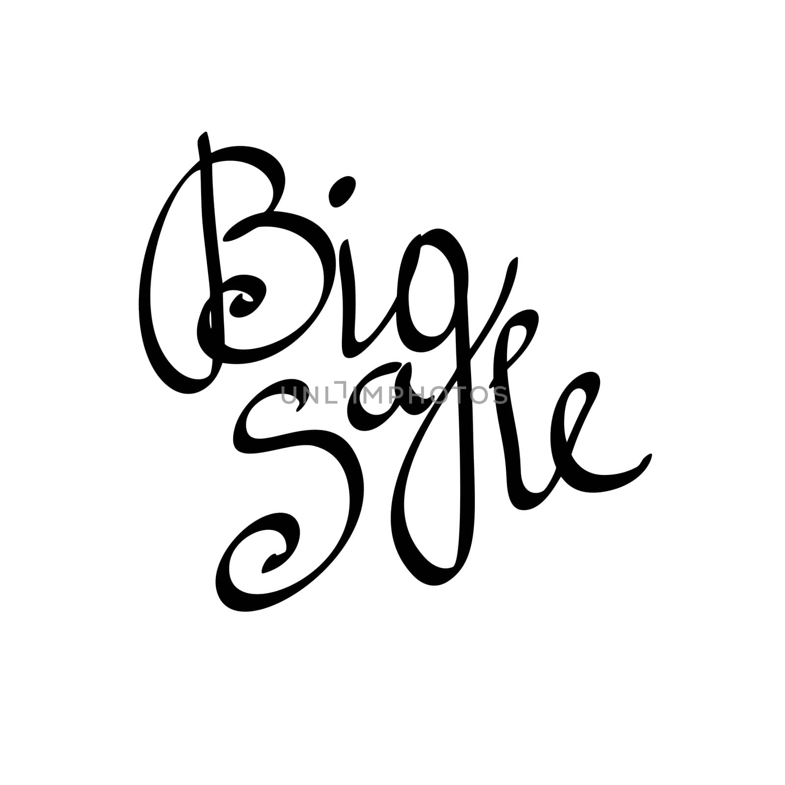 big sale lettering hand drawn illustration.