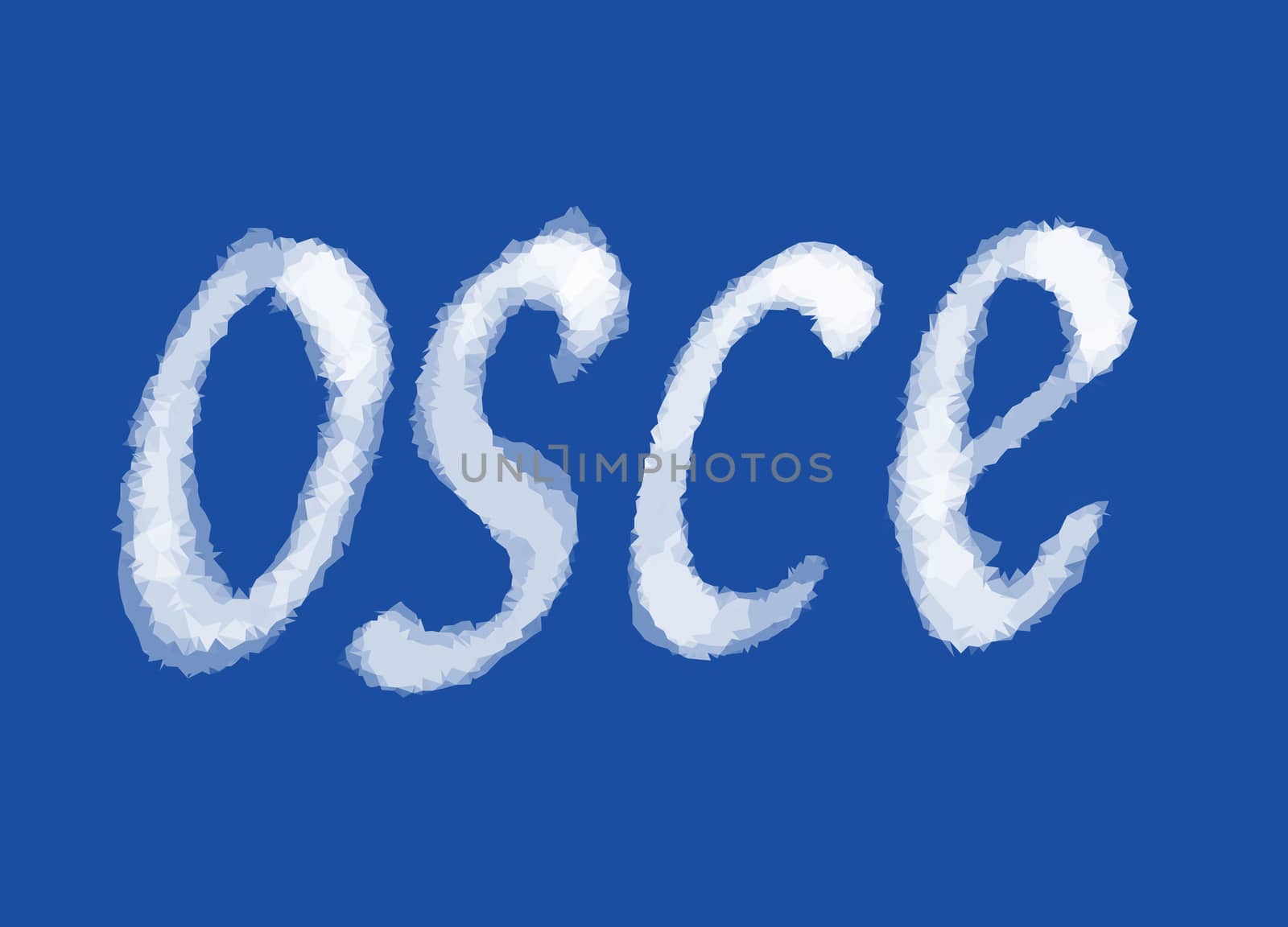 OSCE lettering lowploly of many triangles background for use in design.