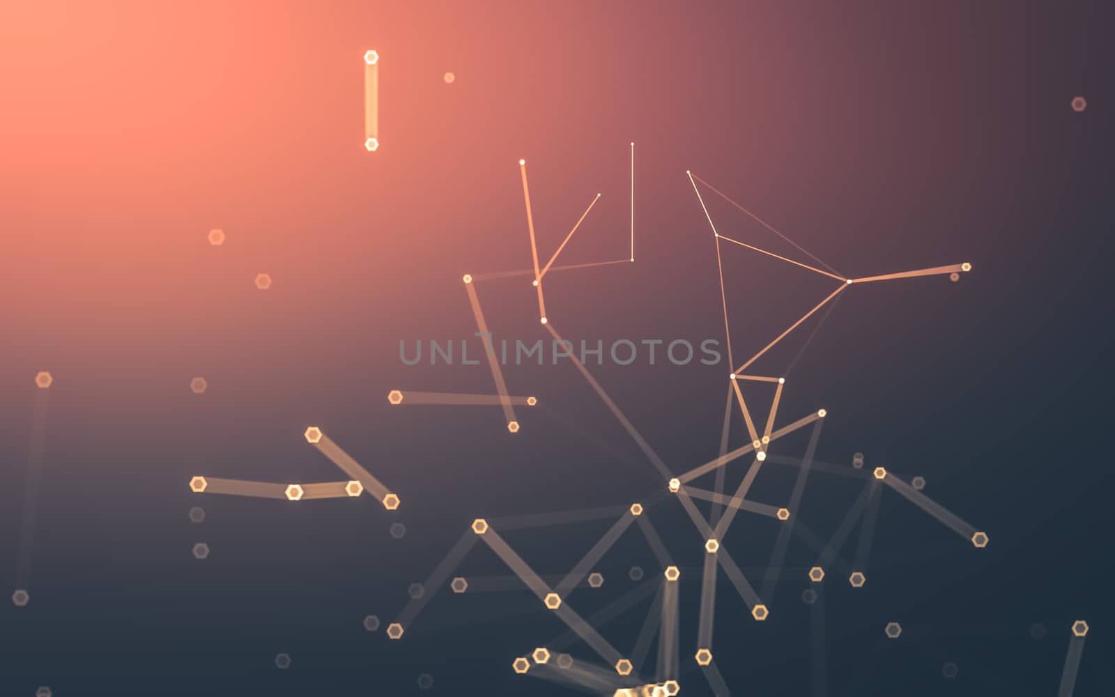 Abstract polygonal space low poly dark background with connecting dots and lines. Connection structure. 3d rendering