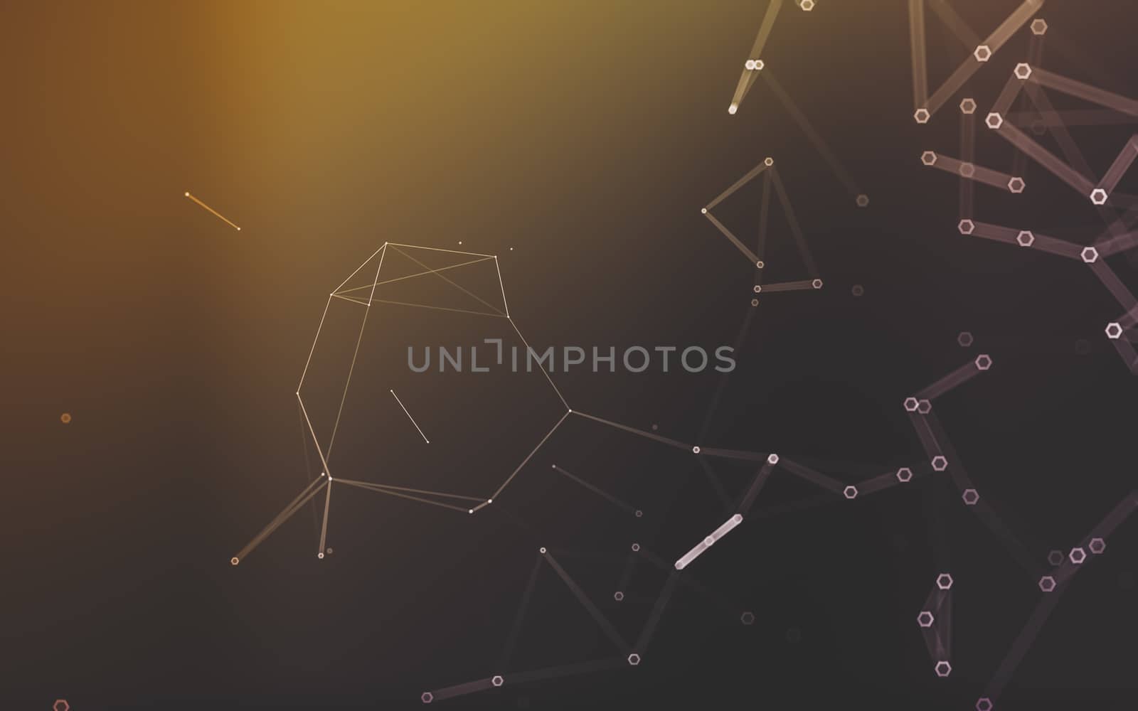 Abstract polygonal space low poly dark background with connecting dots and lines. Connection structure. 3d rendering