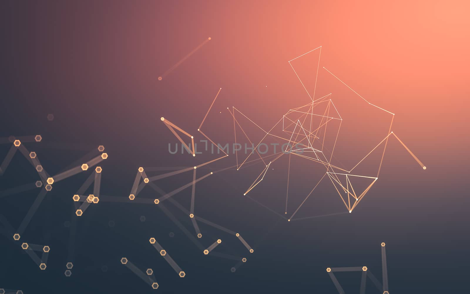 Abstract polygonal space low poly dark background, 3d rendering by teerawit