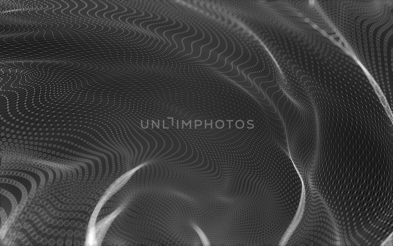 Abstract polygonal space low poly dark background with connecting dots and lines. Connection structure. 3d rendering