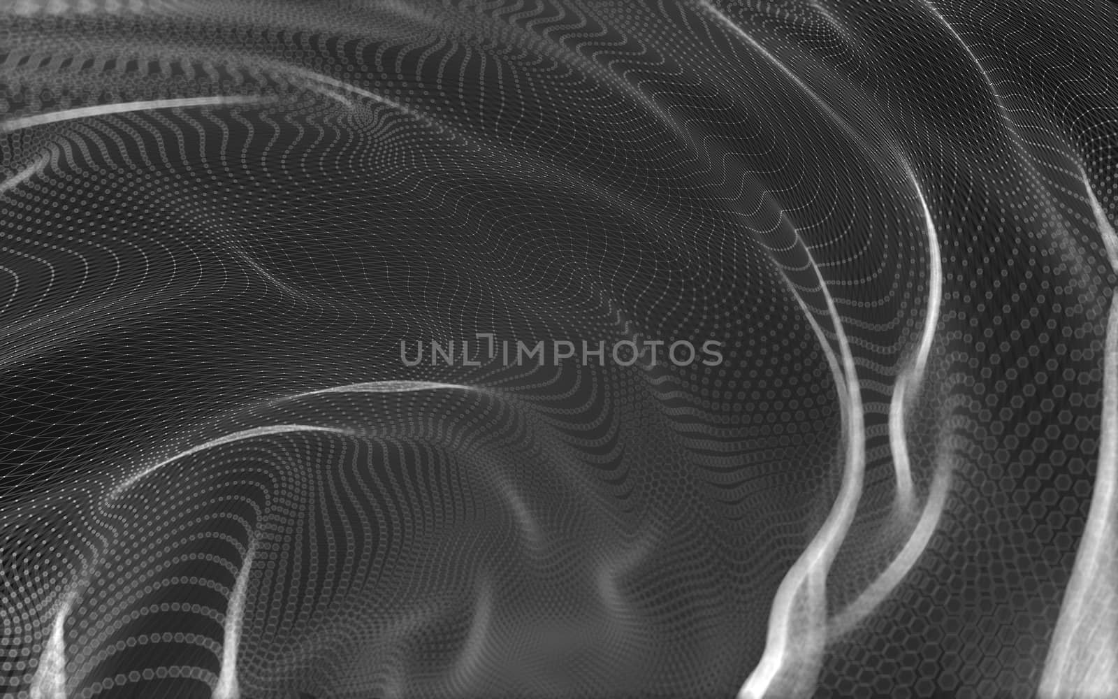 Abstract polygonal space low poly dark background with connecting dots and lines. Connection structure. 3d rendering