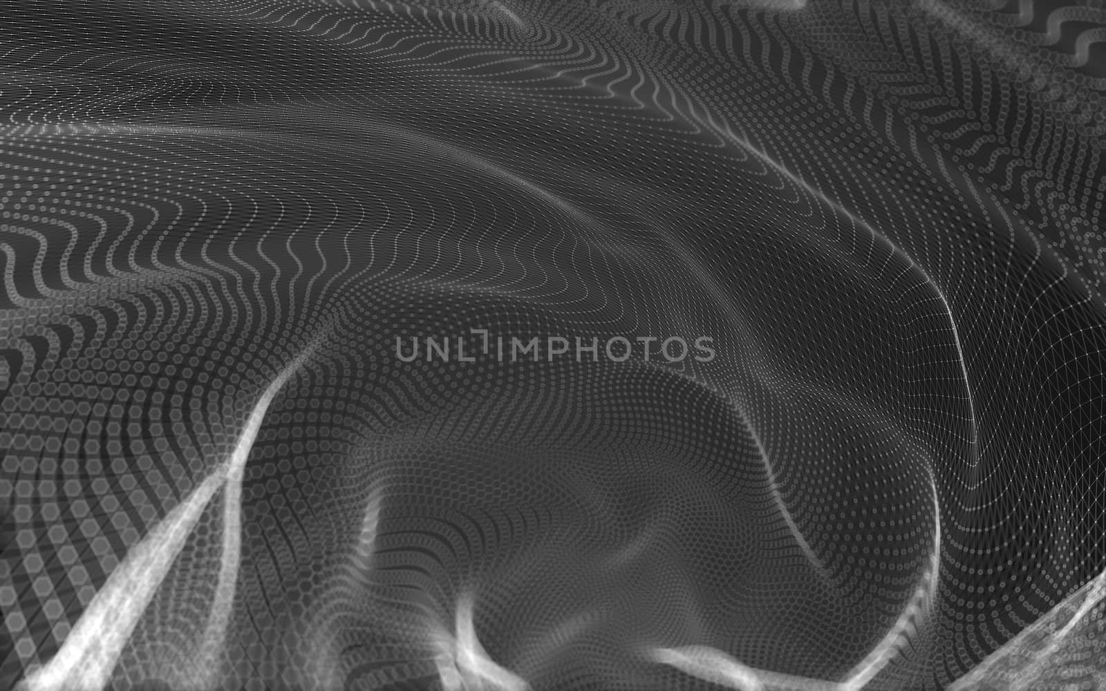 Abstract polygonal space low poly dark background with connecting dots and lines. Connection structure. 3d rendering