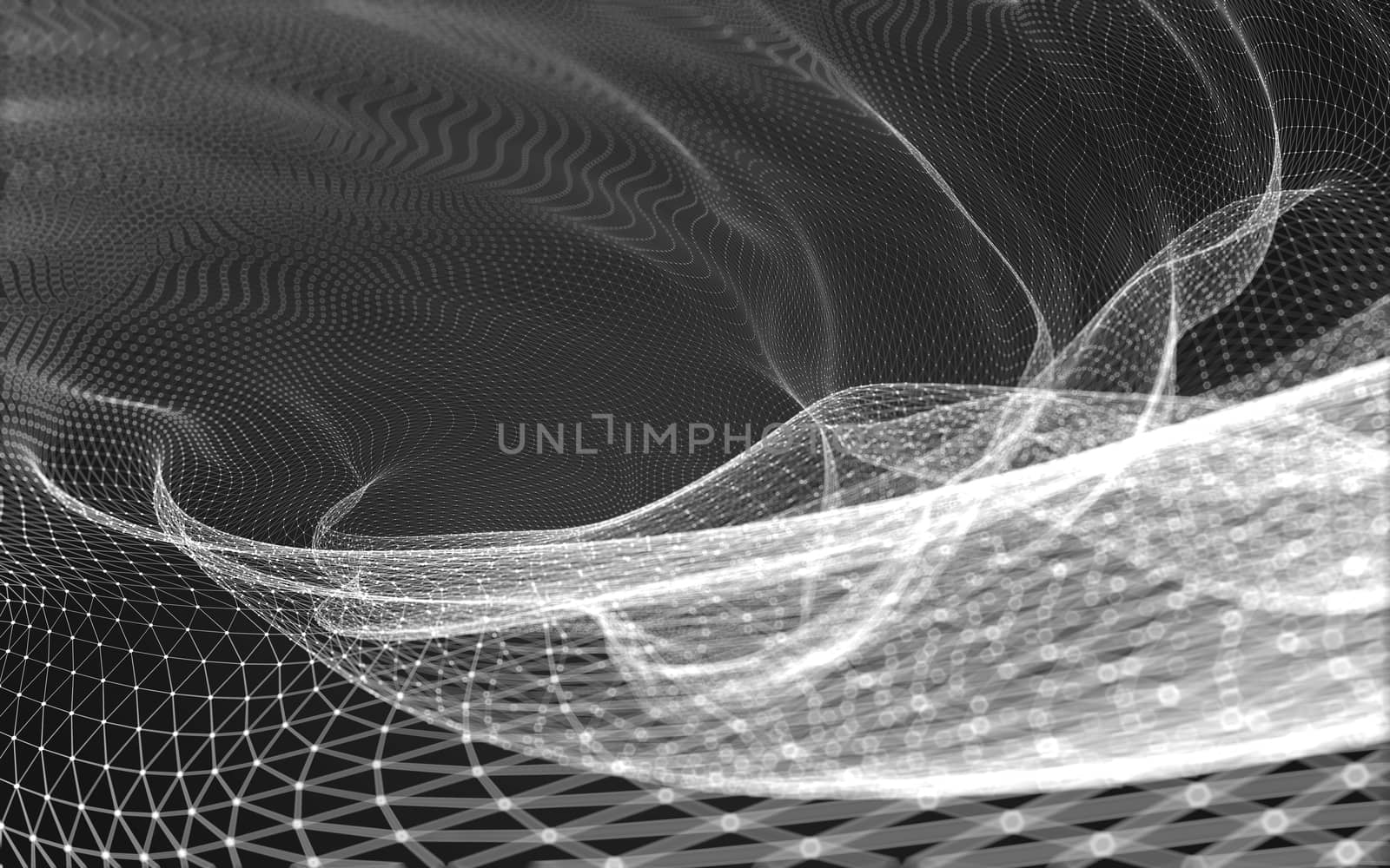 Abstract polygonal space low poly dark background with connecting dots and lines. Connection structure. 3d rendering