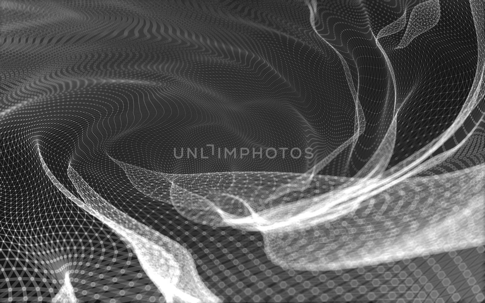 Abstract polygonal space low poly dark background with connecting dots and lines. Connection structure. 3d rendering