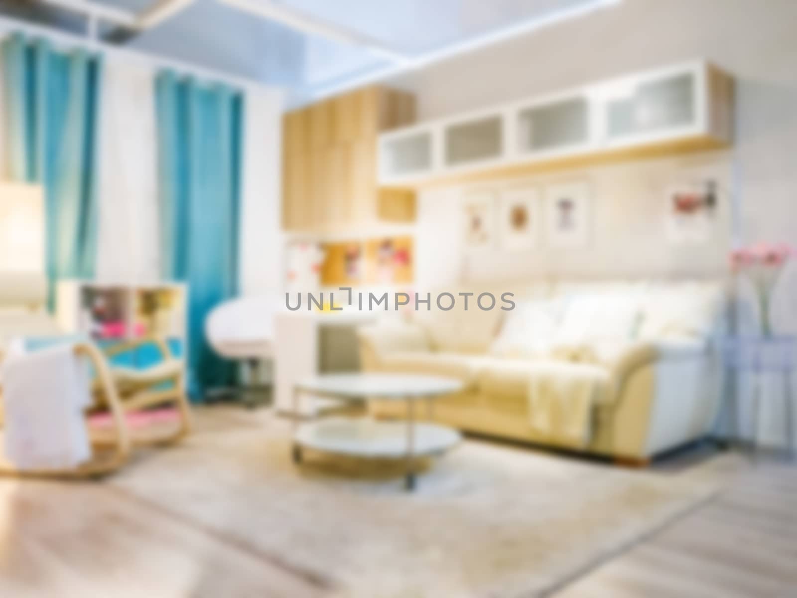 Blur in modern living room interior as background