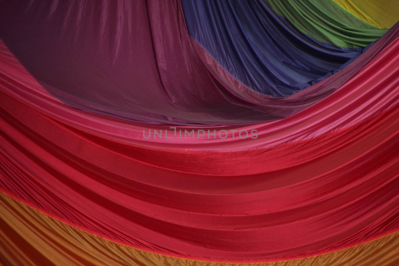 Segment of Folded Parachute Fabric in Colorful Layers