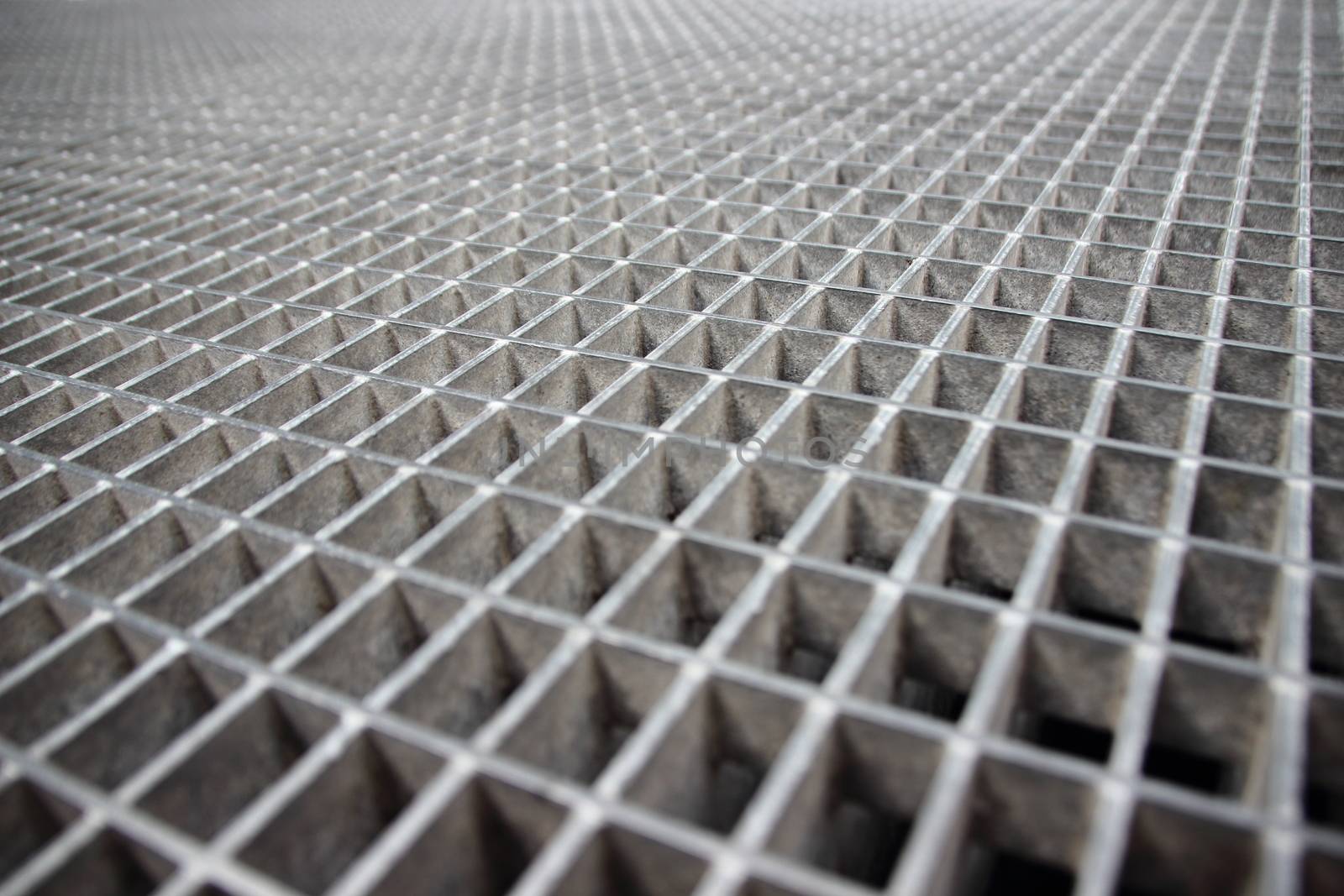 Perspective of Grey Galvanized Steel Grate Square Grid