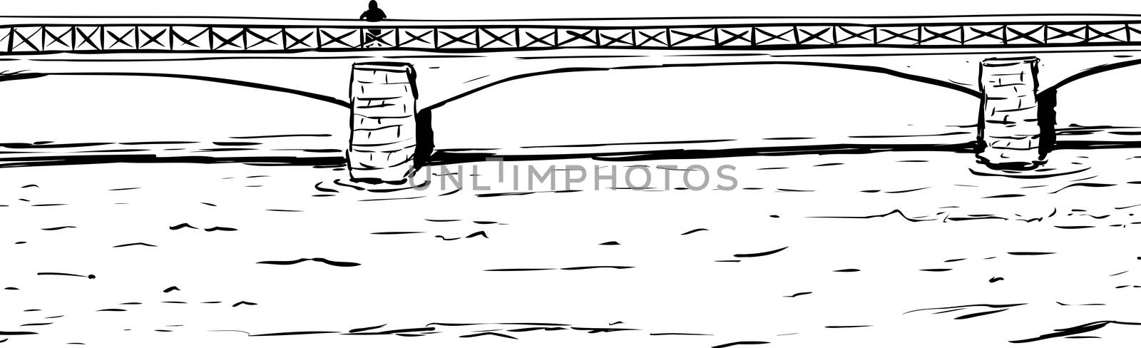 Outline of Person On Bridge Over Water by TheBlackRhino