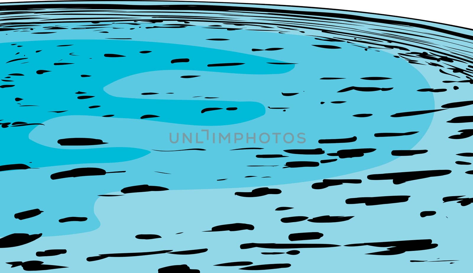 Hand drawn cartoon background of empty pool of water