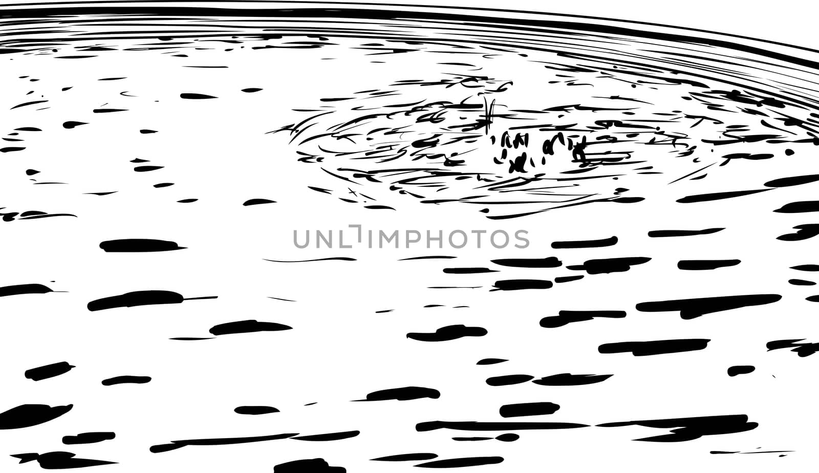 Outline sketch of bubbling water on surface of swimming pool