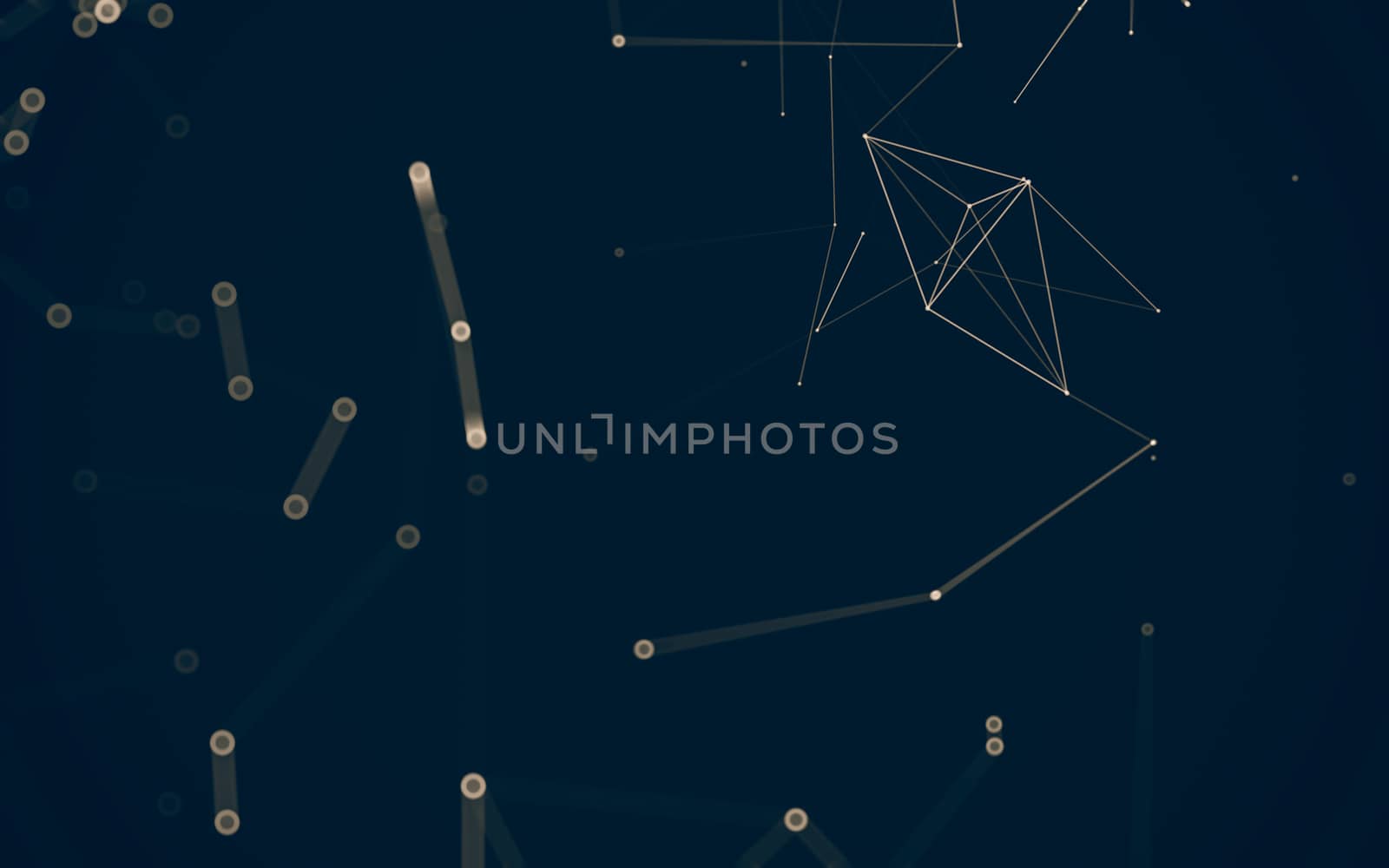 Abstract polygonal space low poly dark background with connecting dots and lines. Connection structure. 3d rendering