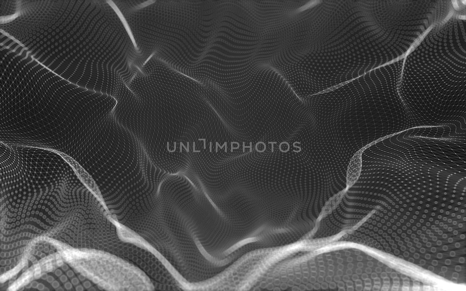 Abstract polygonal space low poly dark background, 3d rendering by teerawit