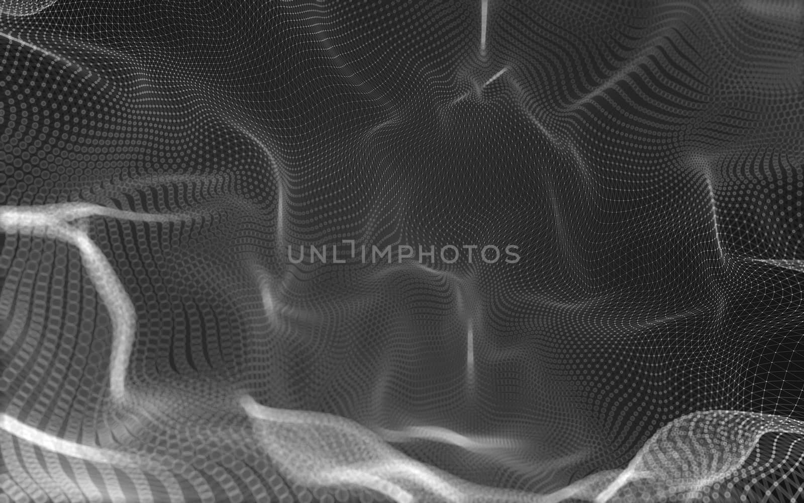 Abstract polygonal space low poly dark background with connecting dots and lines. Connection structure. 3d rendering