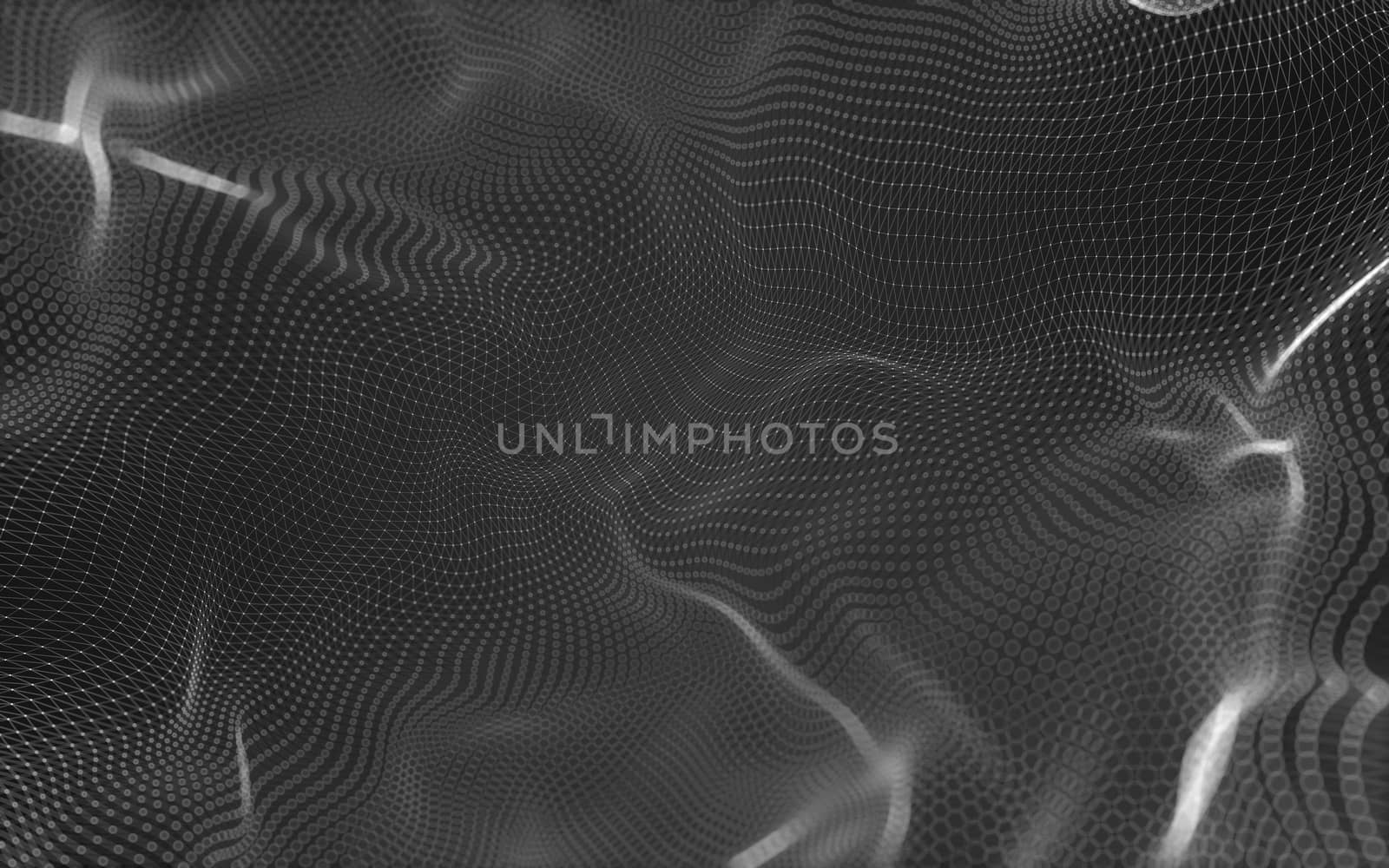 Abstract polygonal space low poly dark background, 3d rendering by teerawit