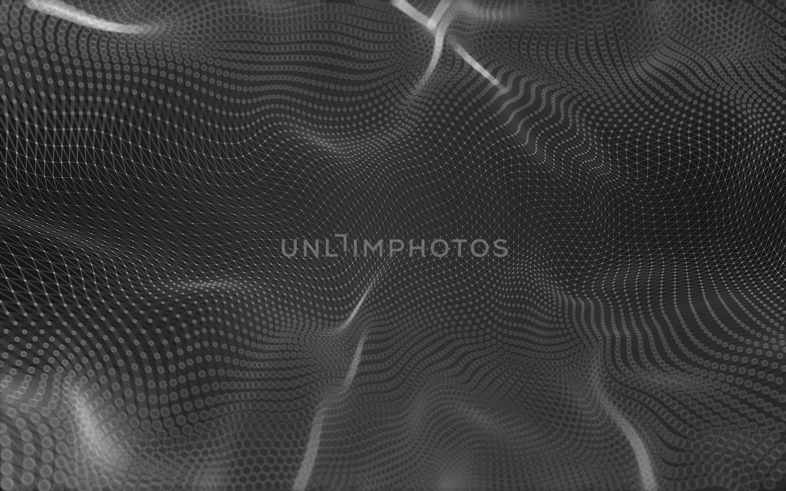 Abstract polygonal space low poly dark background with connecting dots and lines. Connection structure. 3d rendering