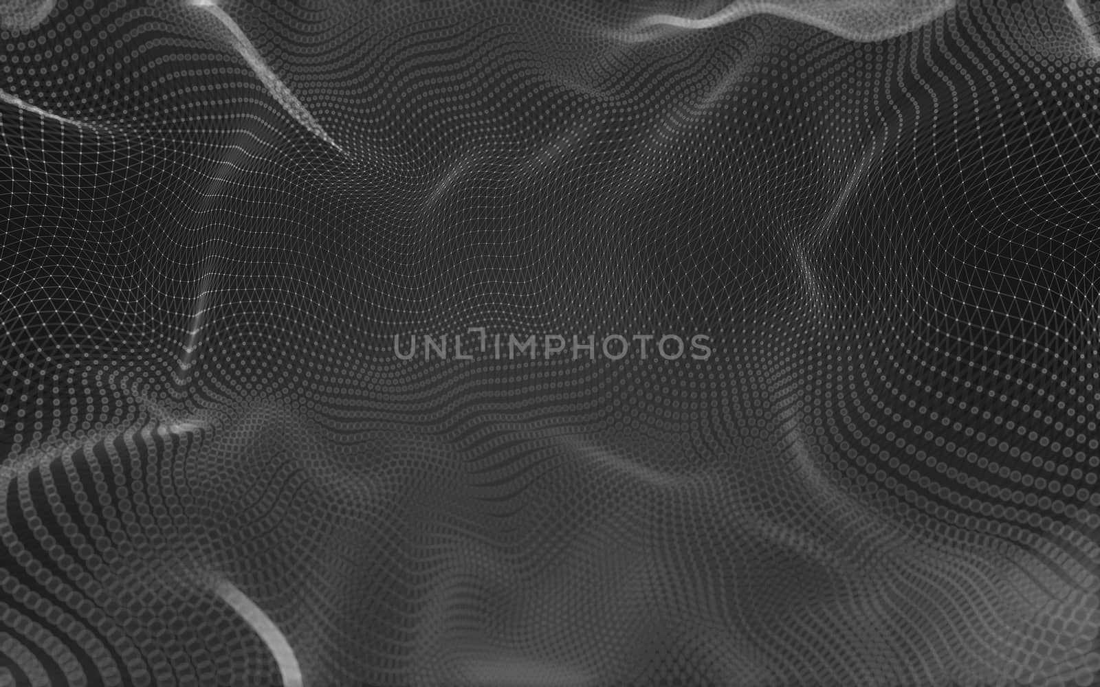 Abstract polygonal space low poly dark background with connecting dots and lines. Connection structure. 3d rendering