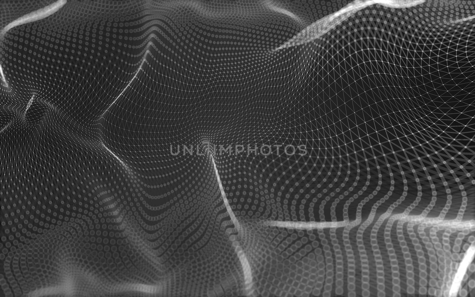 Abstract polygonal space low poly dark background with connecting dots and lines. Connection structure. 3d rendering